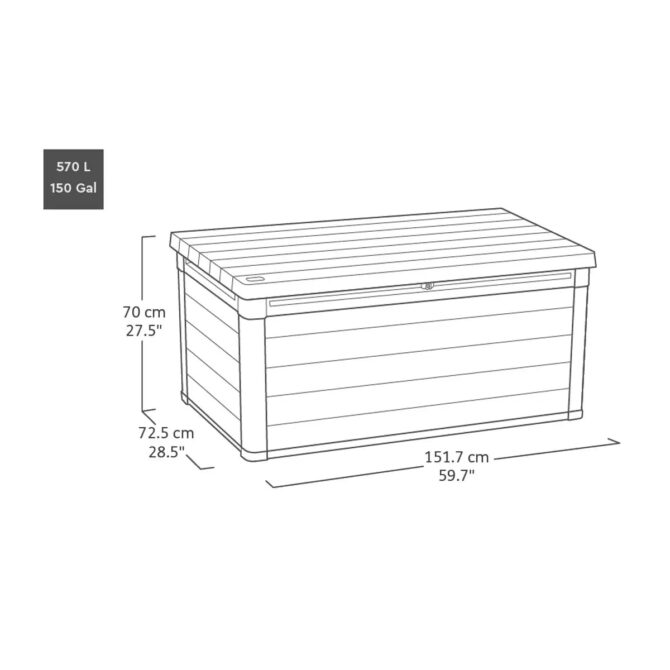 Keter Cortina 570L Plastic Storage Box – Grey-oakleysgardenmachine- Free shipping