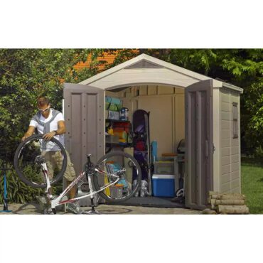 Keter 8’x6′ Factor Heavy Duty Plastic Garden Shed – Beige-oakleysgardenmachine- Free shipping