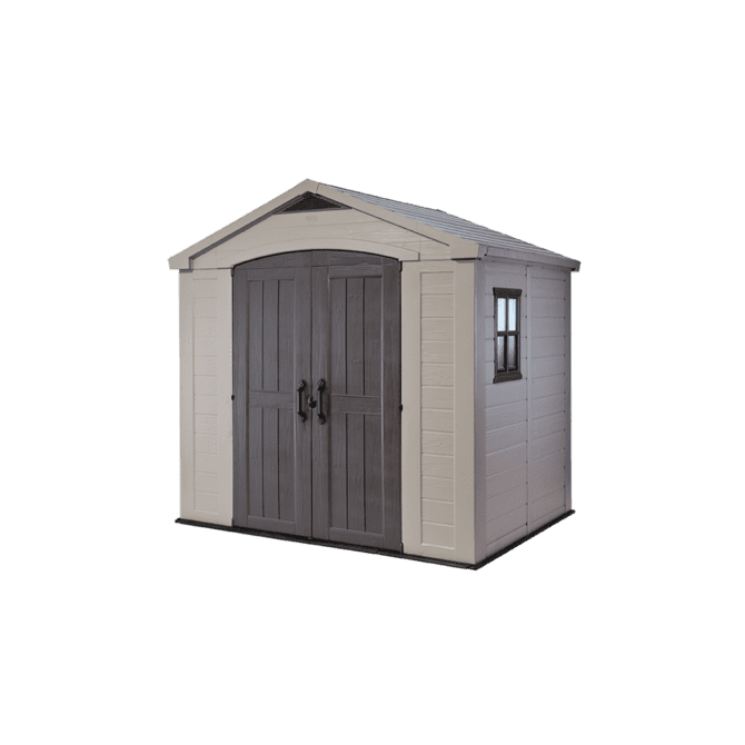 Keter 8’x6′ Factor Heavy Duty Plastic Garden Shed – Beige-oakleysgardenmachine- Free shipping