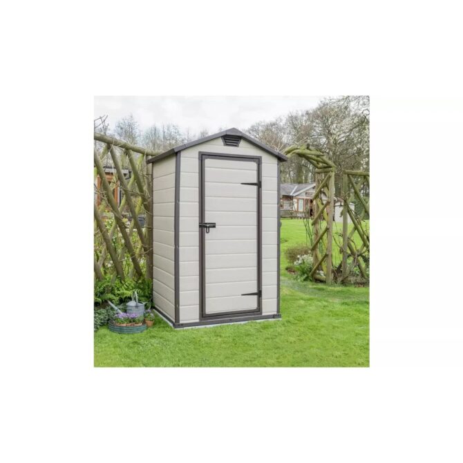 Keter 4′ x 3′ Manor Plastic Garden Storage Shed – Beige-oakleysgardenmachine- Free shipping