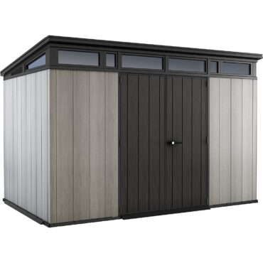 Keter 11’x 7′ Artisan Heavy Duty Plastic Pent Shed – Grey-oakleysgardenmachine- Free shipping