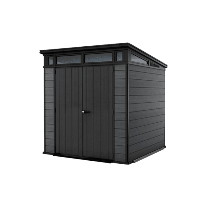 Keter 7’x 7′ Cortina Heavy Duty Plastic Pent Shed – Dark Grey-oakleysgardenmachine- Free shipping