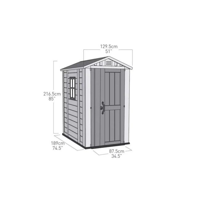 Keter 4’x6′ Factor Heavy Duty Plastic Garden Shed – Beige-oakleysgardenmachine- Free shipping