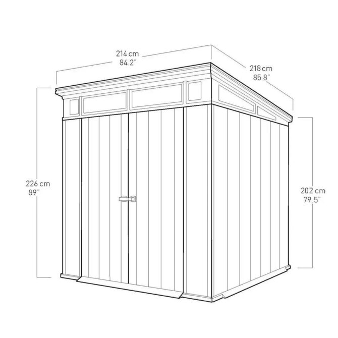 Keter 7’x 7′ Artisan Heavy Duty Plastic Pent Shed – Grey-oakleysgardenmachine- Free shipping