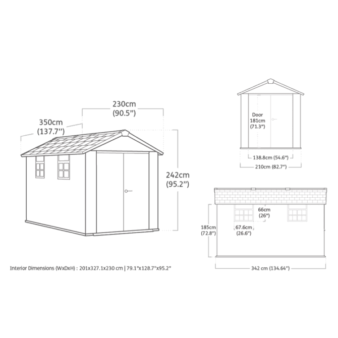 Keter 7.5′ x 11′ Oakland Heavy Duty Plastic Shed – Grey-oakleysgardenmachine- Free shipping