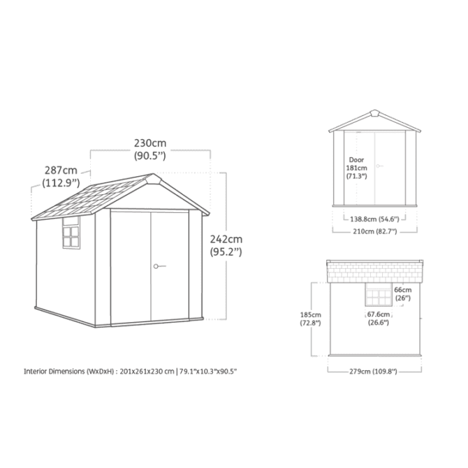 Keter 7.5′ x 9′ Oakland Heavy Duty Plastic Shed – Grey-oakleysgardenmachine- Free shipping