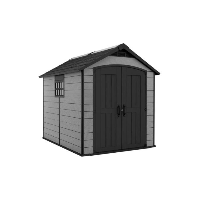 Keter 7.5’x9′ Premier Heavy Duty Plastic Shed – Grey-oakleysgardenmachine- Free shipping