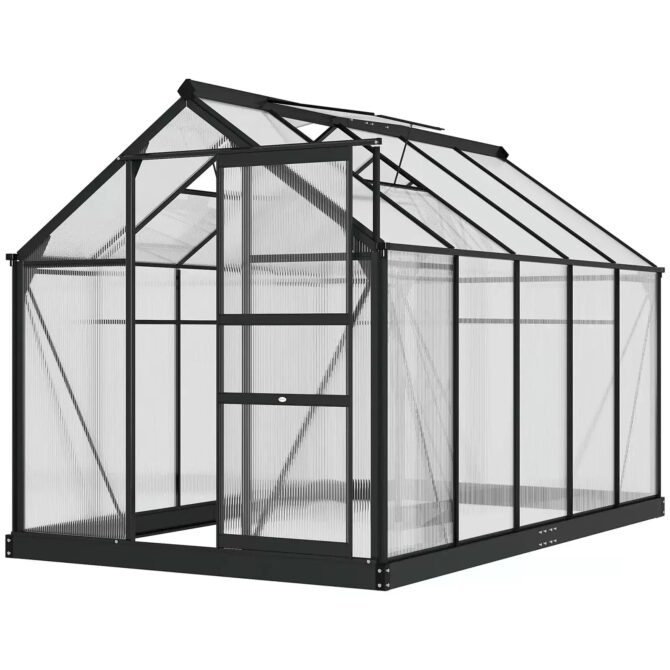 Outsunny 6’x10′  Clear Polycarbonate Greenhouse – Grey