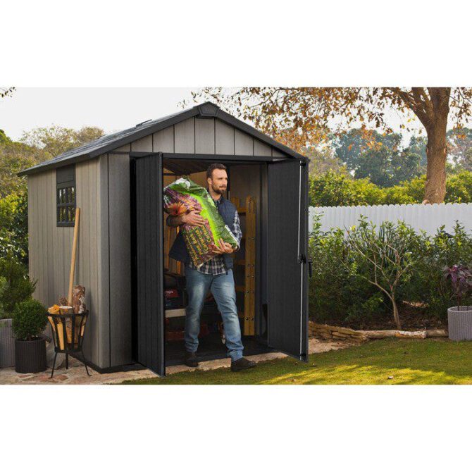 Keter 7.5′ x 9′ Oakland Heavy Duty Plastic Shed – Grey-oakleysgardenmachine- Free shipping