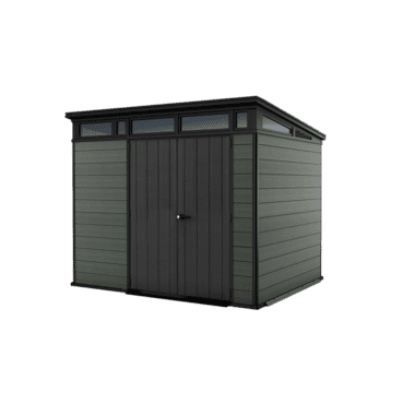 Keter 9’x 7′ Cortina Heavy Duty Plastic Pent Shed – Green-oakleysgardenmachine- Free shipping