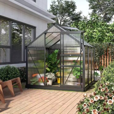 Outsunny 6’x6′  Clear Polycarbonate Greenhouse – Grey